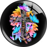 20MM  cross glass snap button charms