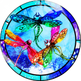20MM dragonfly Print glass snap button charms