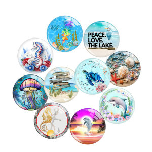 20MM  Beach Seahorse Mermaid glass snap button charms