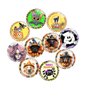 20MM Halloween Print glass snap button charms