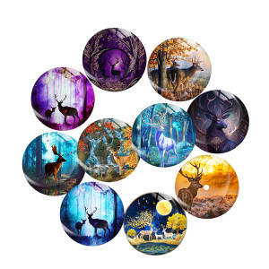 20MM Elk Print glass snap button charms