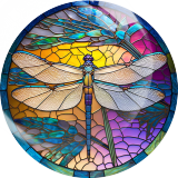 20MM dragonfly Print glass snap button charms