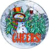 20MM Christmas Print glass snap button charms