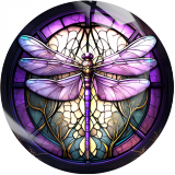 20MM dragonfly Print glass snap button charms