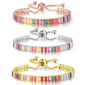 Colored zircon adjustable bracelet