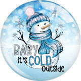 20MM Christmas Print glass snap button charms