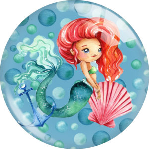 20MM  Beach Seahorse Mermaid glass snap button charms