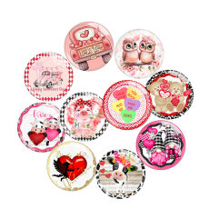 20MM Valentine's Day Love Print glass snap button charms