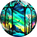 20MM Natural scenery Print glass snap button charms