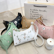 Embroidered Underarm Bag Single Shoulder Bag Fashionable and Simple Hobo Underarm Bag fit 20MM Snaps button jewelry wholesale