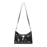 Embroidered Underarm Bag Single Shoulder Bag Fashionable and Simple Hobo Underarm Bag fit 20MM Snaps button jewelry wholesale