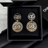 Double C pearl studded diamond earrings