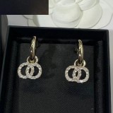 Double C pearl studded diamond earrings