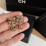 Double C pearl studded diamond earrings