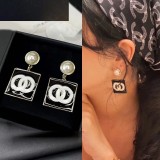 Double C pearl studded diamond earrings