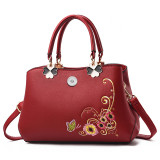 Handbag Fashion Embroidered Soft Leather One Shoulder Diagonal Straddle Bag fit 20MM Snaps button jewelry wholesale