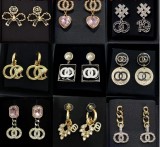 Double C pearl studded diamond earrings