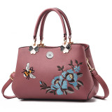 Handbag Fashion Embroidered Soft Leather One Shoulder Diagonal Straddle Bag fit 20MM Snaps button jewelry wholesale