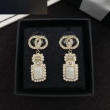 Double C pearl studded diamond earrings