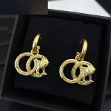 Double C pearl studded diamond earrings