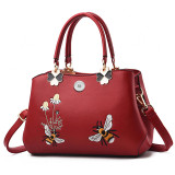 Handbag Fashion Embroidered Soft Leather One Shoulder Diagonal Straddle Bag fit 20MM Snaps button jewelry wholesale
