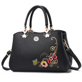 Handbag Fashion Embroidered Soft Leather One Shoulder Diagonal Straddle Bag fit 20MM Snaps button jewelry wholesale