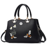 Handbag Fashion Embroidered Soft Leather One Shoulder Diagonal Straddle Bag fit 20MM Snaps button jewelry wholesale