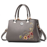 Handbag Fashion Embroidered Soft Leather One Shoulder Diagonal Straddle Bag fit 20MM Snaps button jewelry wholesale