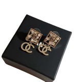 Double C pearl studded diamond earrings