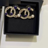 Double C pearl studded diamond earrings