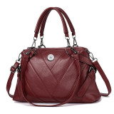 Handheld large bag, soft leather color contrast, large capacity single shoulder diagonal cross bag fit 20MM Snaps button jewelry wholesale