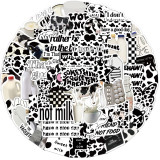 65 Ins style black and white cow biscuit graffiti stickers decorated luggage guitar DIY waterproof stickers