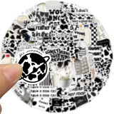 65 Ins style black and white cow biscuit graffiti stickers decorated luggage guitar DIY waterproof stickers
