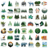 50 green forest graffiti stickers for decorating guitar luggage waterproof stickers