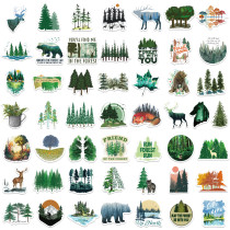 50 green forest graffiti stickers for decorating guitar luggage waterproof stickers