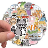 50 Cute Cartoon Animal Collection Stickers Personalized Decoration Luggage Case Notebook Waterproof Stickers Removable and Non Repeatable