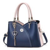 Fashionable color matching handbag with large capacity soft leather one shoulder crossbody bag fit 20MM Snaps button jewelry wholesale