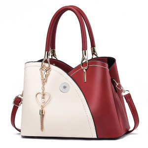 Fashionable color matching handbag with large capacity soft leather one shoulder crossbody bag fit 20MM Snaps button jewelry wholesale