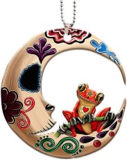 Double sided printing dog frog moon tattoo animal enthusiast Puerto Rican car rearview mirror accessories car hanging Christmas decorations with chain