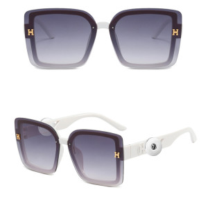 Frameless copy sunglasses with large frame and plain shade sunglasses are fashionable fit 20MM Snaps button jewelry wholesale