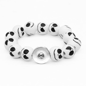 Halloween Pumpkin Ghost Spider The Nightmare Before Christmas Wood Bead Elastic Bracelet fit  20MM Snaps button  wholesale