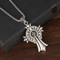 Alloy cross pendant with Stainless steel chain necklace