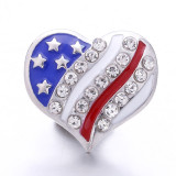 20MM Flag of the United States Pentagram love rhinestone  design  Metal snap buttons