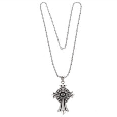Alloy cross pendant with Stainless steel chain necklace