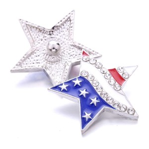 20MM Flag of the United States Pentagram love rhinestone  design  Metal snap buttons