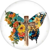 20MM faith cross glass snap button charms