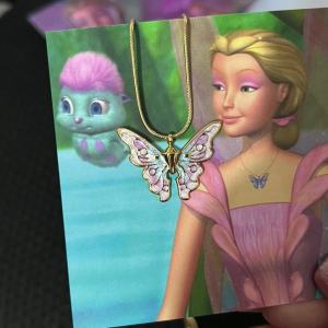 Pink Butterfly Barbie Necklace