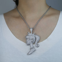 Full Diamond Crown Queen Barbie Pendant Gold Silver Necklace