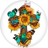 20MM faith cross glass snap button charms