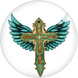 20MM faith cross glass snap button charms